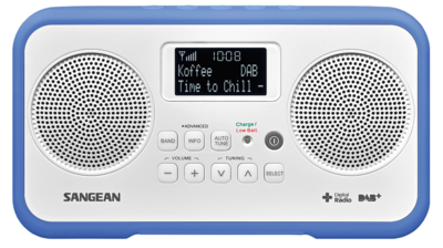 afbeelding van de Sangean DPR77 blauw tafelradio